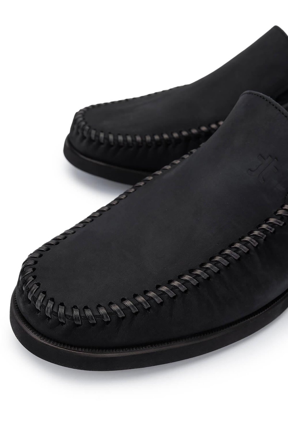 Tamer Tanca Erkek Hakiki Deri Siyah Nubuk Loafer Ayakkabı