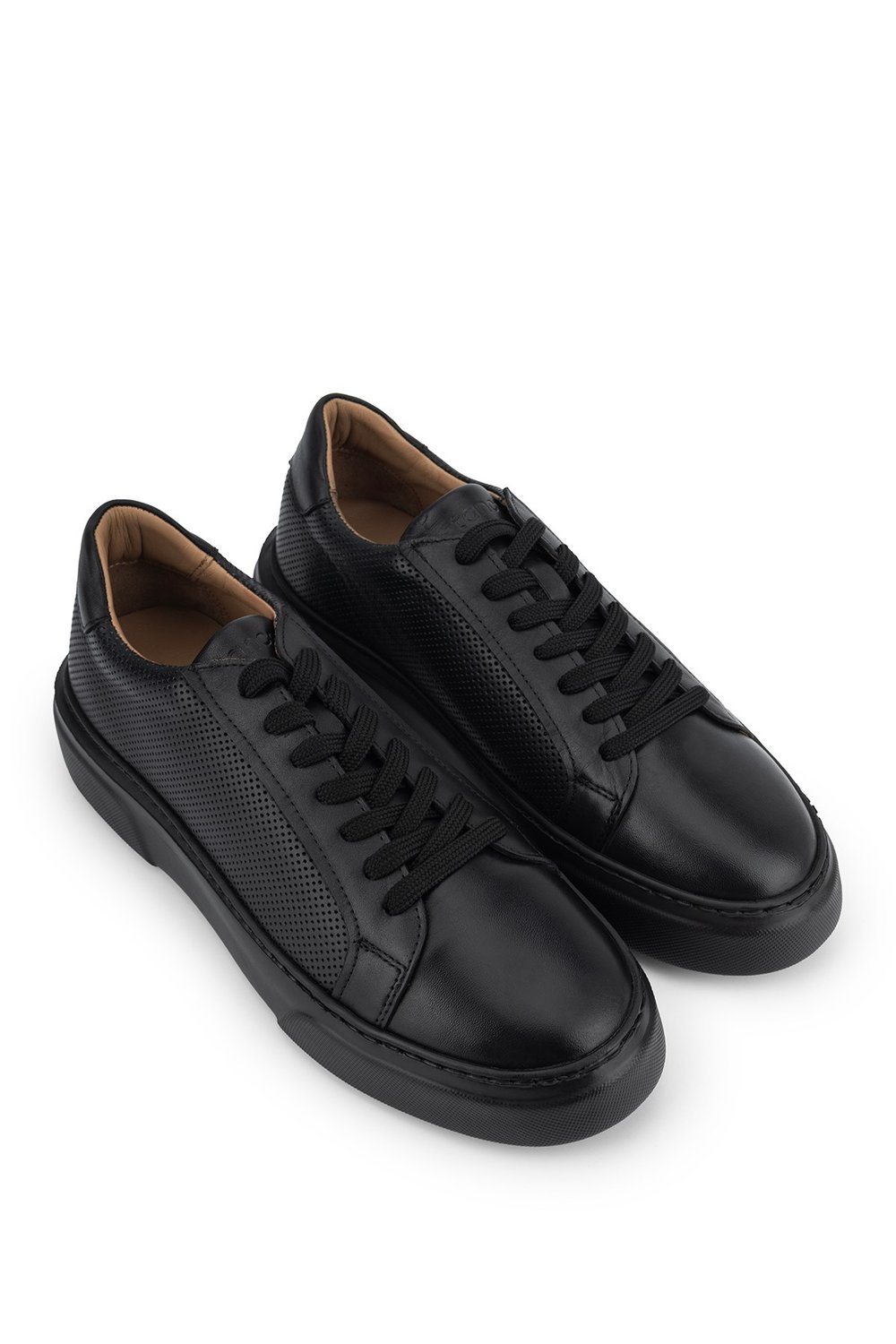 Tamer Tanca Erkek Hakiki Deri Siyah Sneakers & Spor Ayakkabı