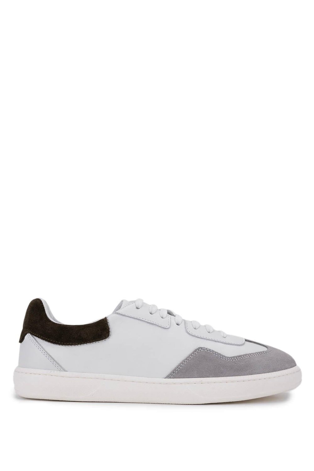 Tamer Tanca Erkek Hakiki Deri Beyaz/Taş Süet Sneakers & Spor Ayakkabı