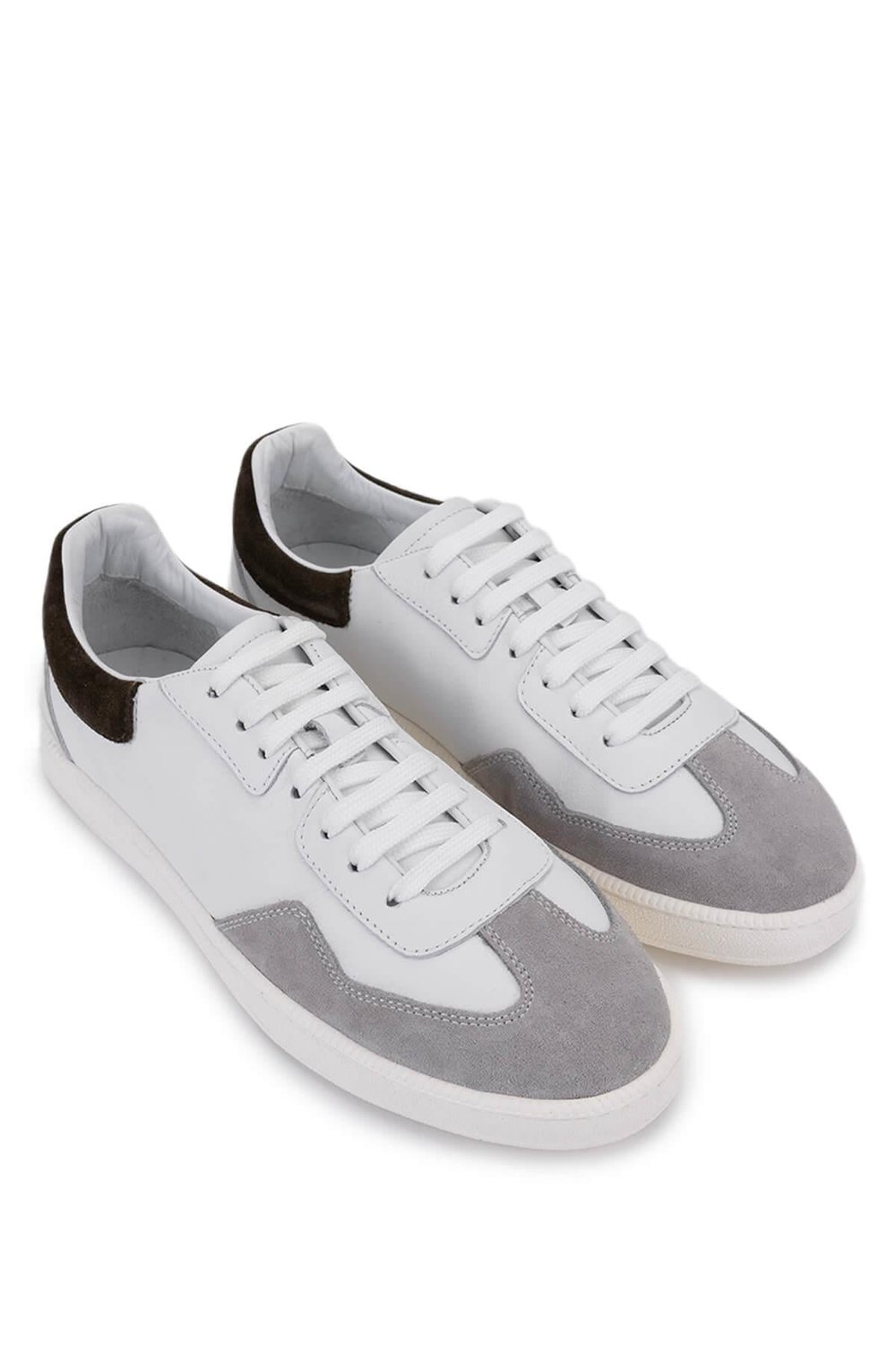 Tamer Tanca Erkek Hakiki Deri Beyaz/Taş Süet Sneakers & Spor Ayakkabı