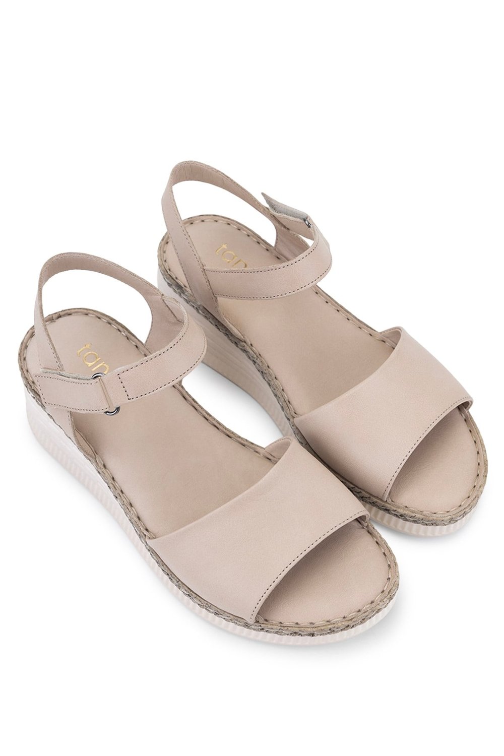 Tamer Tanca Kadın Hakiki Deri Bej Comfort Sandalet