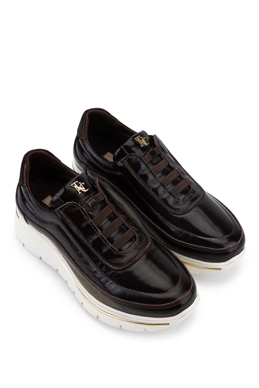 Tamer Tanca Kadın Hakiki Deri Kahverengi Rugan Sneakers & Spor Ayakkabı