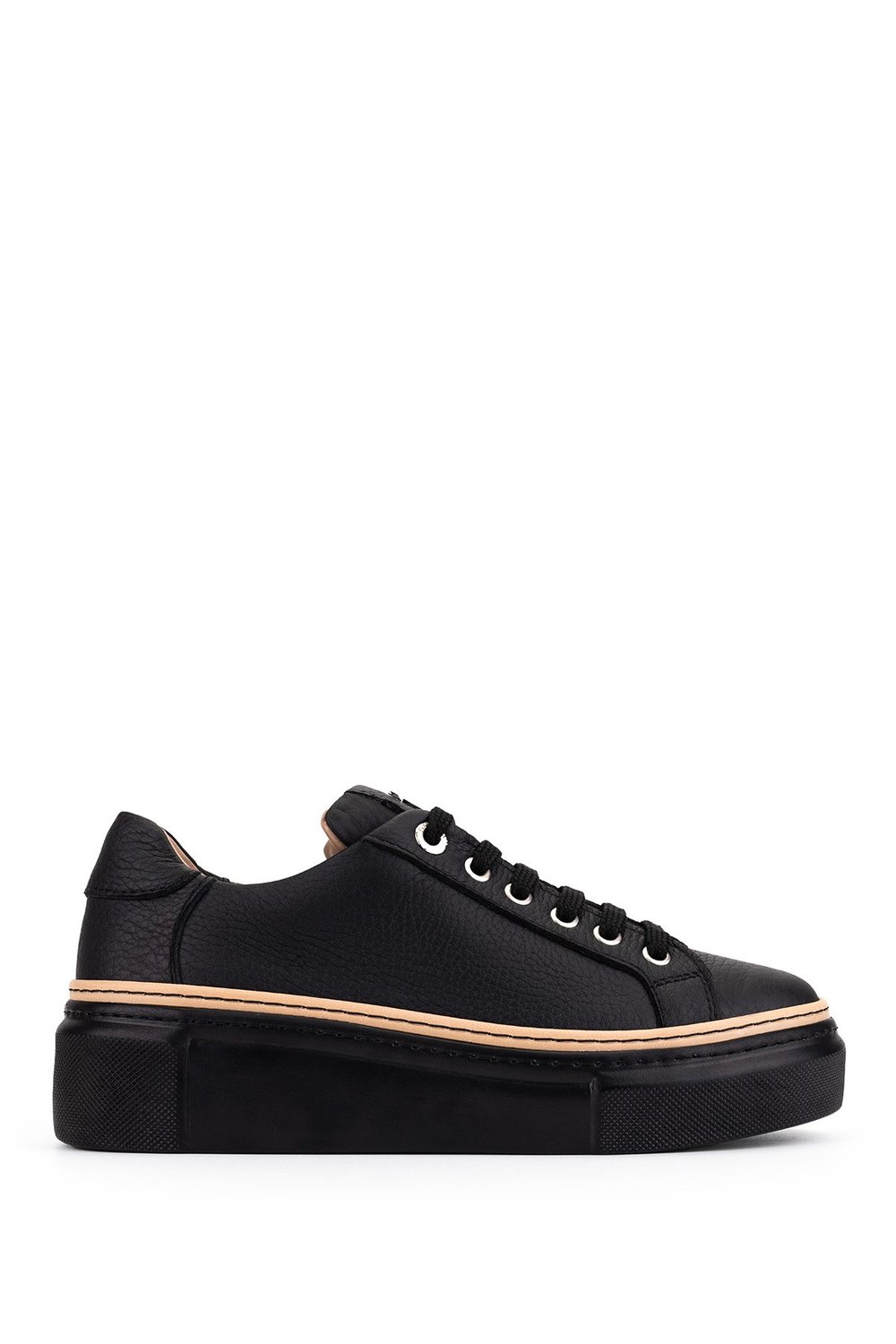Tamer Tanca Kadın Hakiki Deri Siyah Floter Sneakers & Spor Ayakkabı