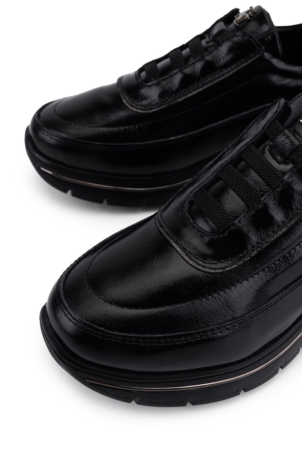 Tamer Tanca Kadın Hakiki Deri Siyah Kırışık Rugan Sneakers & Spor Ayakkabı