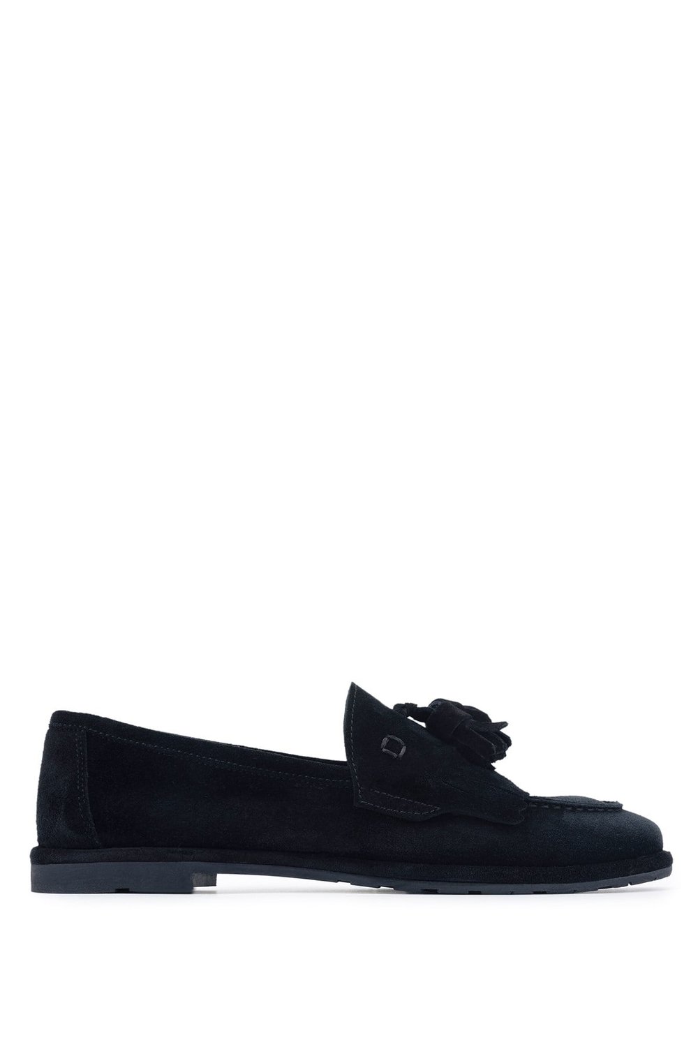 Tamer Tanca Kadın Hakiki Deri Siyah Süet Loafer Ayakkabı