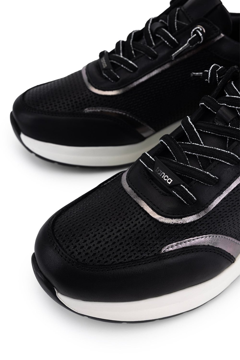 Tamer Tanca Kadın Hakiki Deri Siyah/Antrasit Sneakers & Spor Ayakkabı