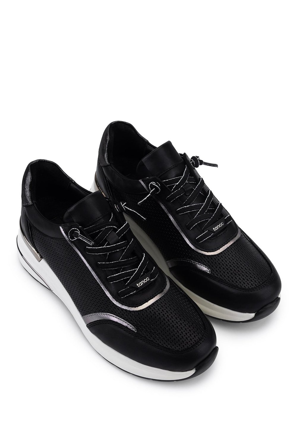 Tamer Tanca Kadın Hakiki Deri Siyah/Antrasit Sneakers & Spor Ayakkabı