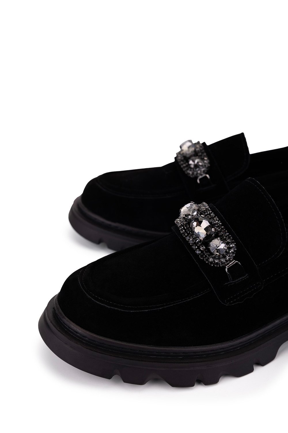 Tamer Tanca Kadın Vegan Siyah Süet Loafer Ayakkabı