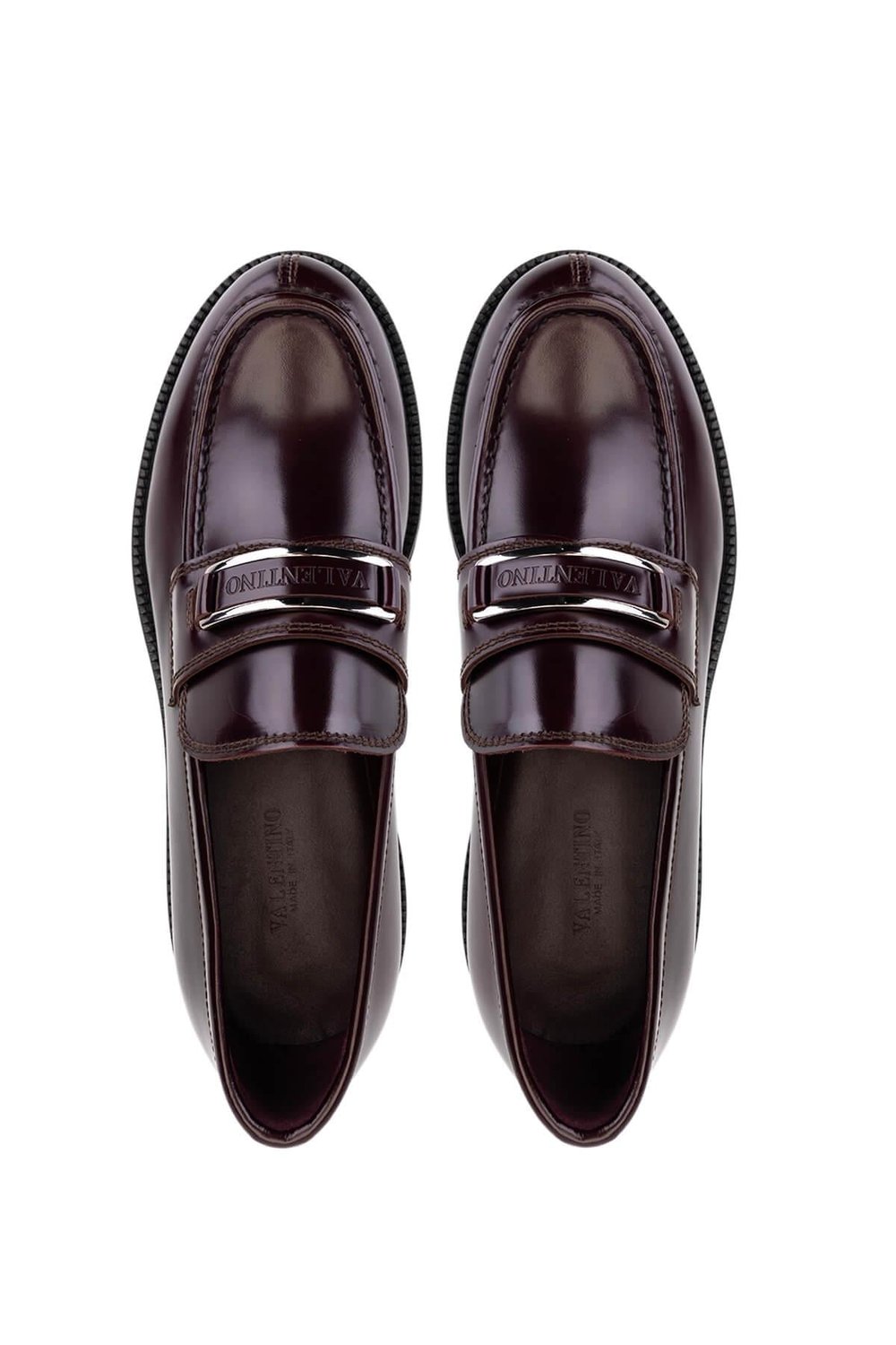 Valentino Erkek Hakiki Deri Bordo Loafer Ayakkabı