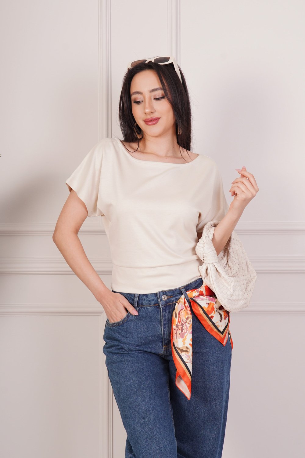 Basic Oys Kumaş Kısa Kol Taş Bluz