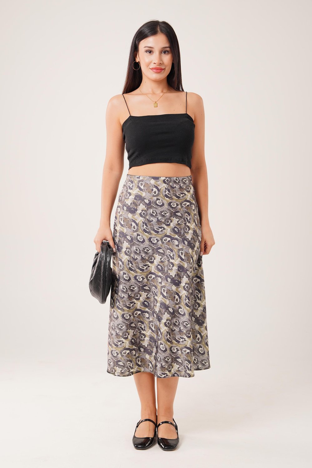 Batik Desenli Midi Boy Saten Etek