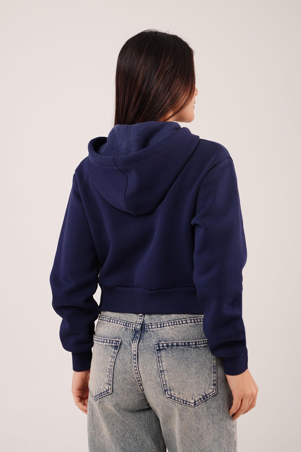 Brasil Baskılı İçi Pamuklu Fermuarlı Lacivert Sweatshirt