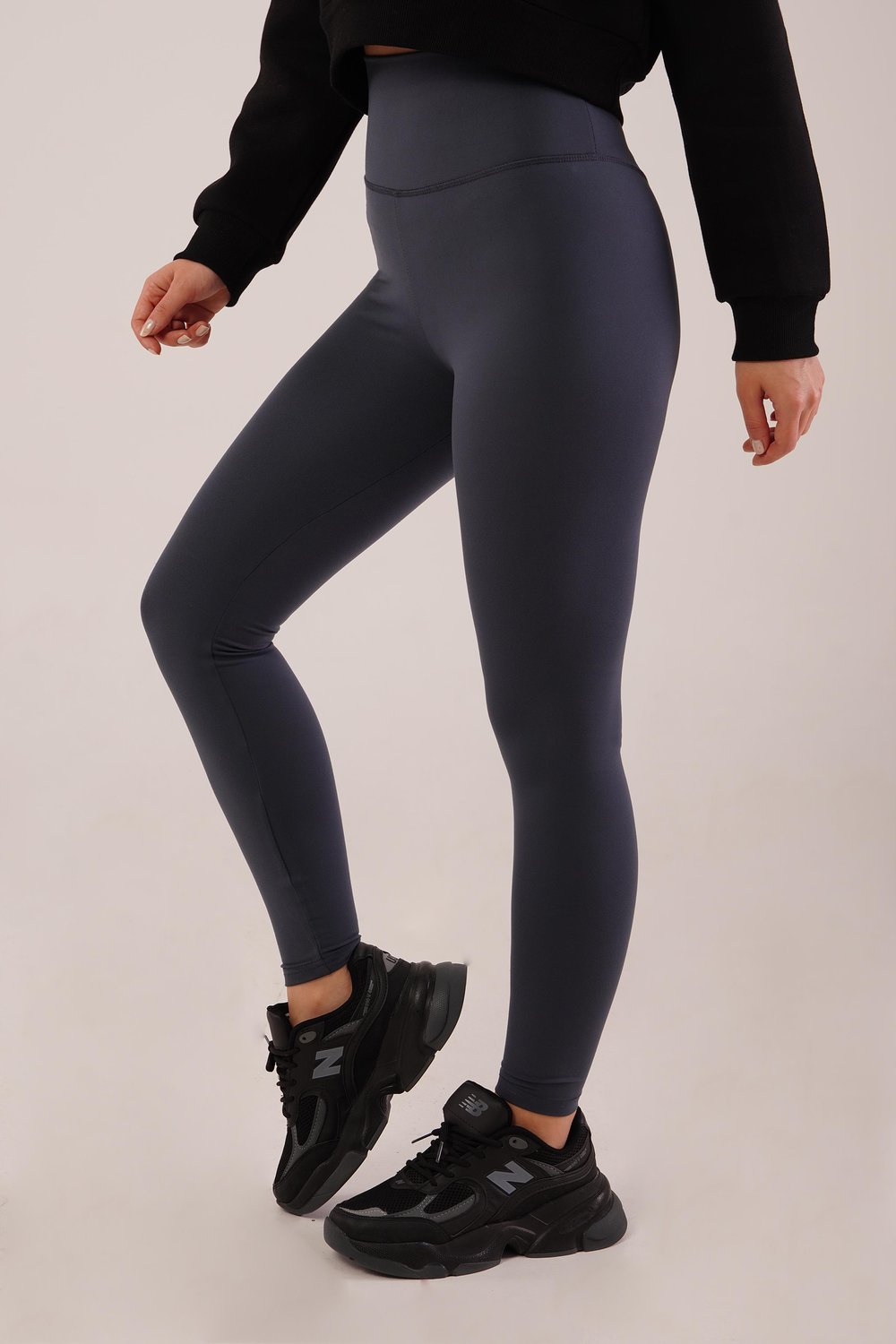 Düz Model Comfort Yüksek Bel Antrasit Tayt