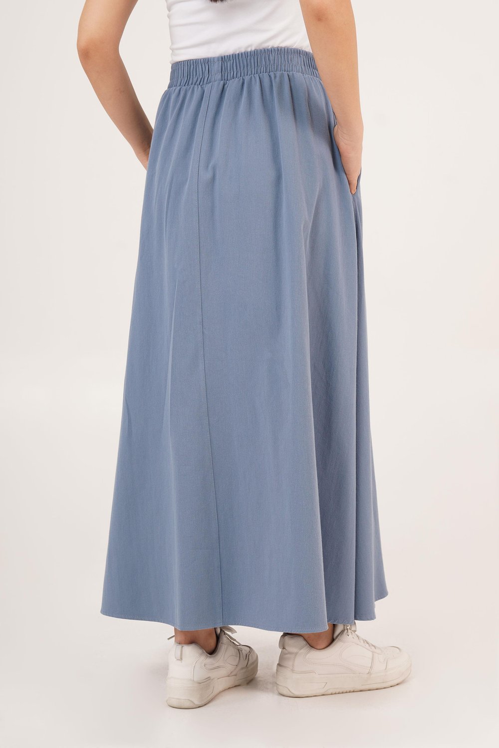 Bel Lastikli Cepli Gabardin İndigo Etek