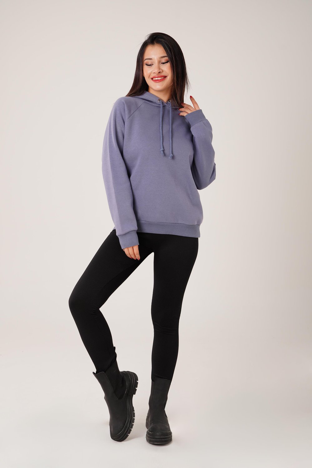 Kapüşonlu Bağcık Detaylı Antrasit Sweatshirt