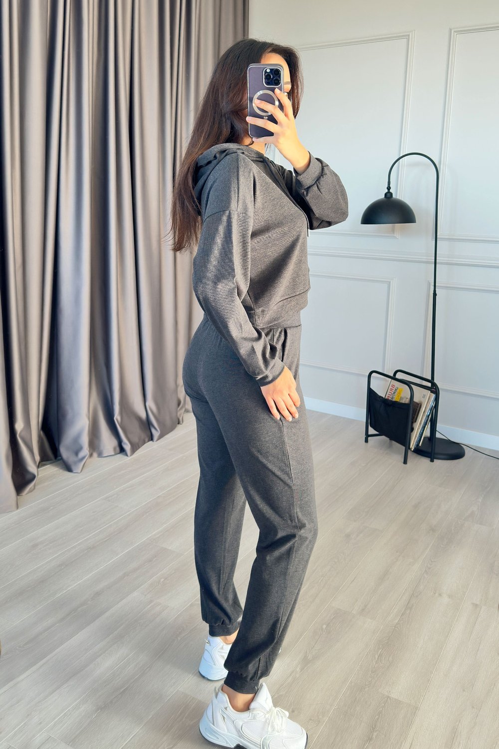 Kapüşonlu Likralı Cupra Antrasit Spor Takım