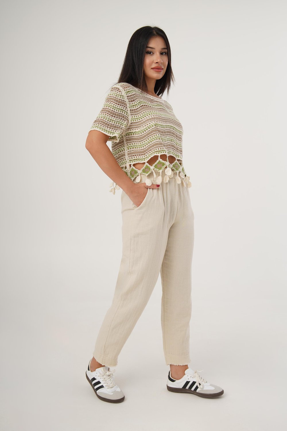 Kısa Kol Örgü Model Taba Crop