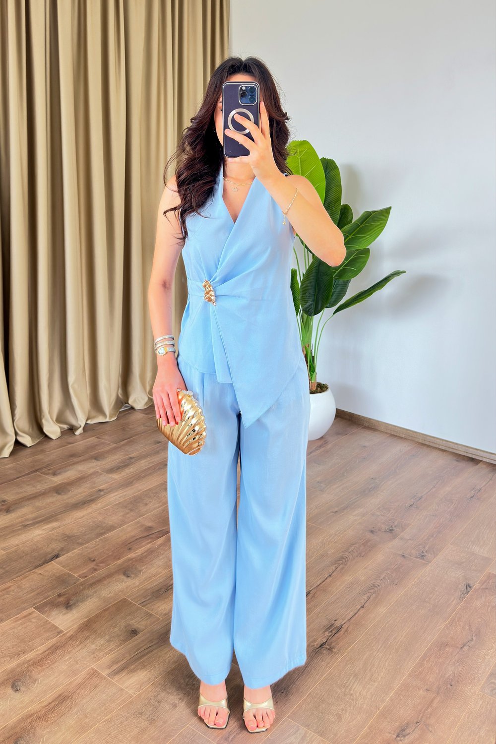 Kolsuz Model Tokalı Bebe Mavisi İkili Takım
