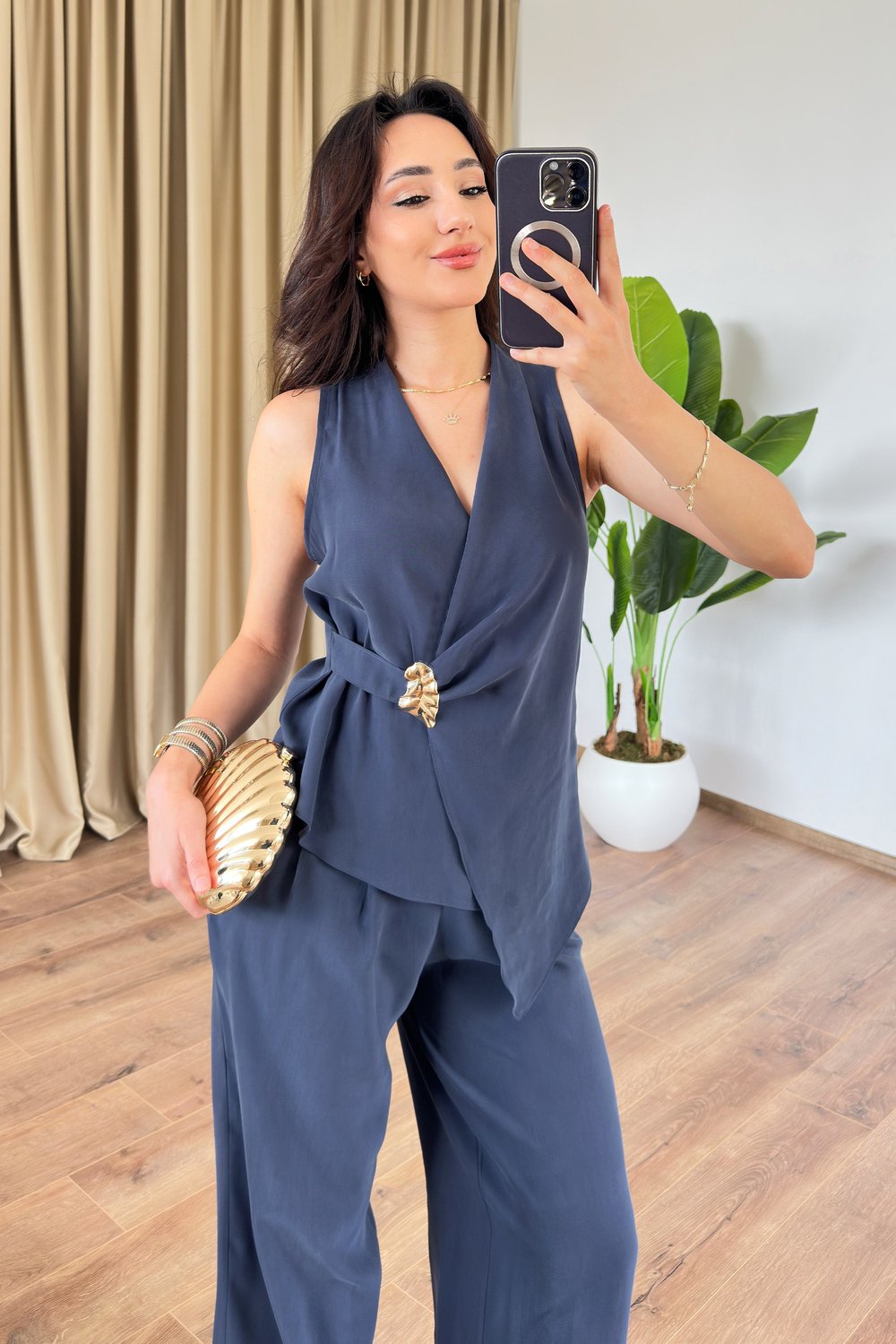 Kolsuz Model Tokalı Lacivert İkili Takım