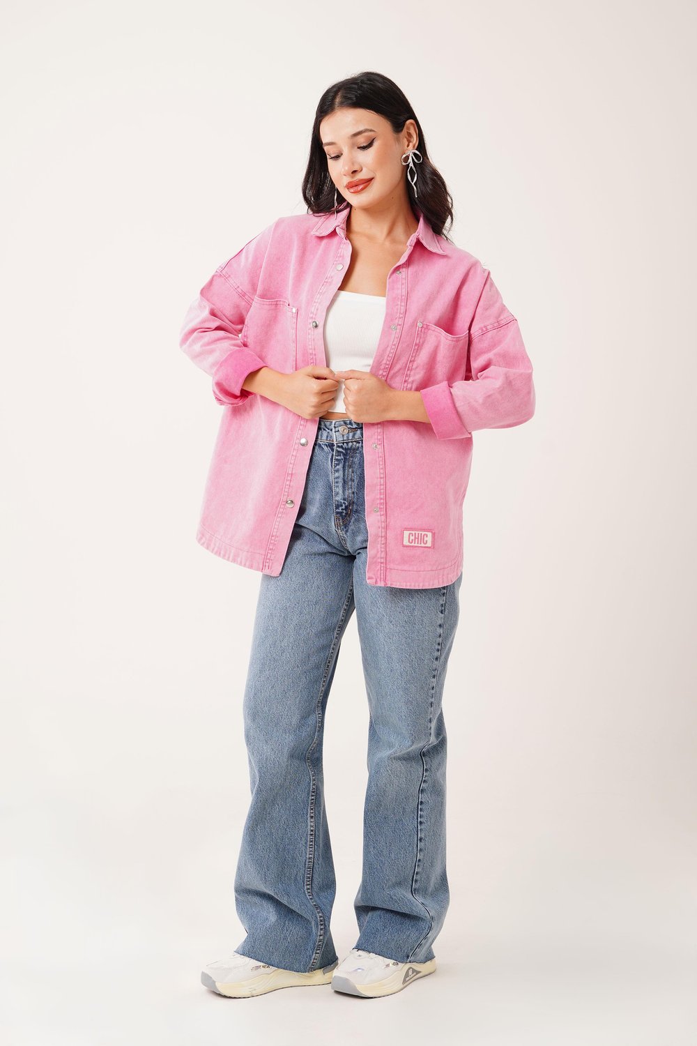 Mega Cepli Armalı Eskitme Model Pembe Spor Ceket