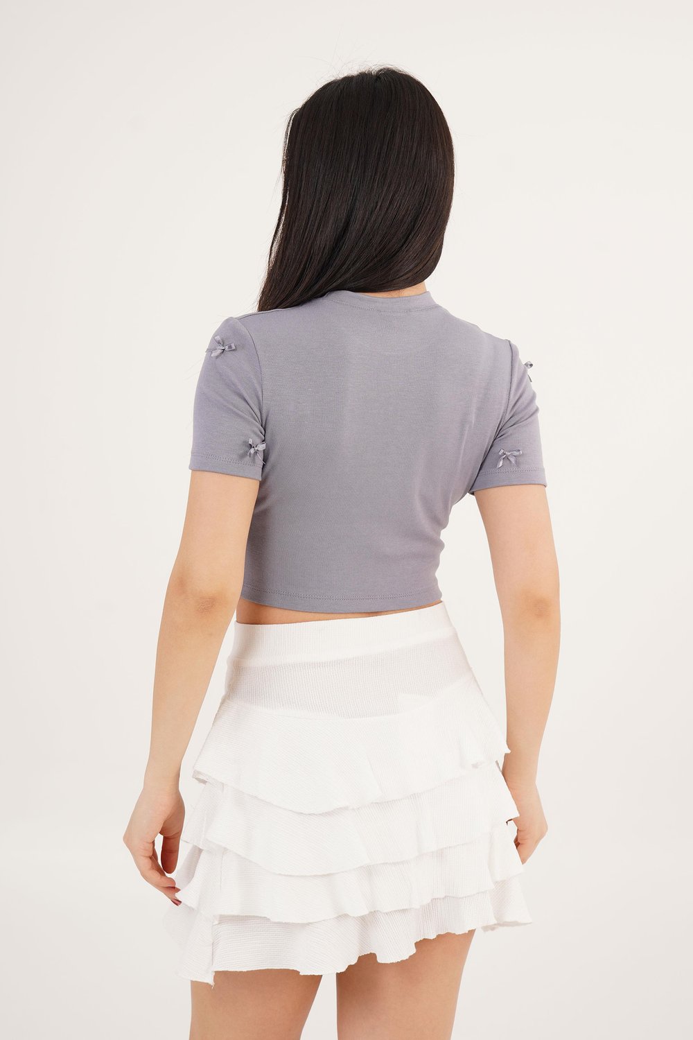 Fiyonk Detaylı Füme Crop Tişört