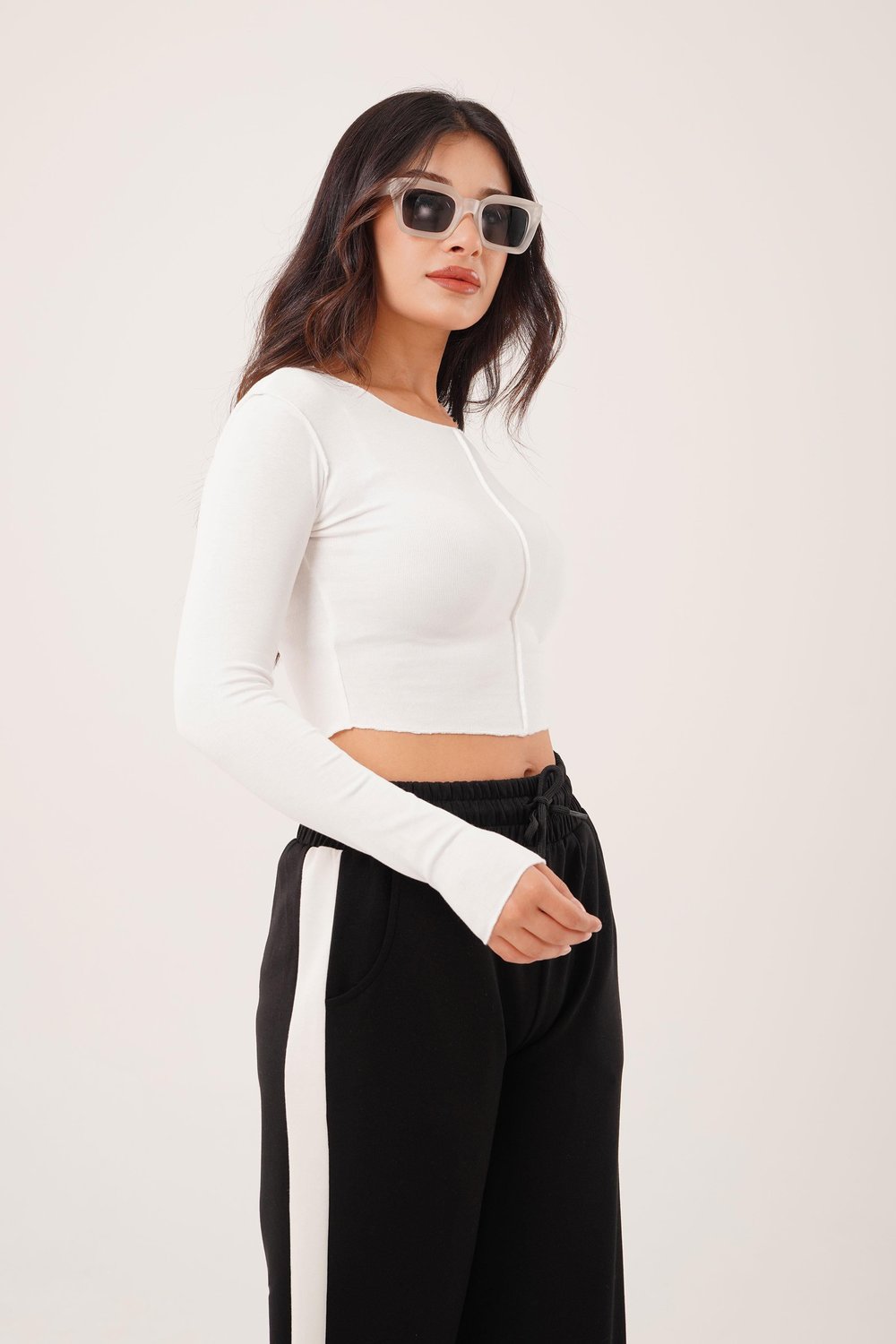 Ters Dikişli Basic Beyaz Body Bluz