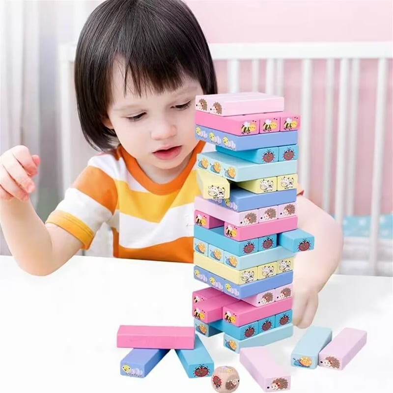 Ahşap Renkli 51 Parça Jenga