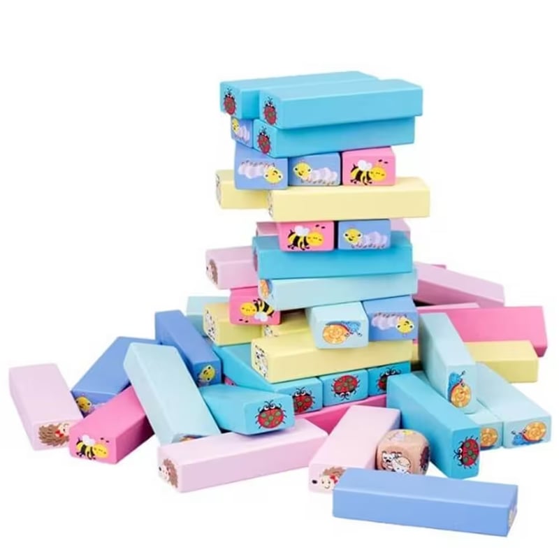 Ahşap Renkli 51 Parça Jenga