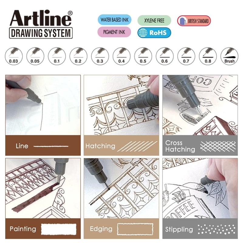 Artlıne 2303 Siyah Çizim Kalemi 0.03