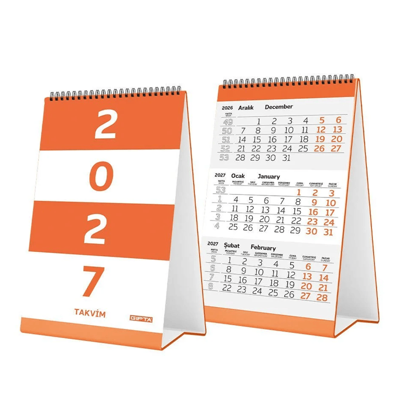 Gıpta Bristol Üçgen 2027 Masa Takvimi 10 cm x 15 cm