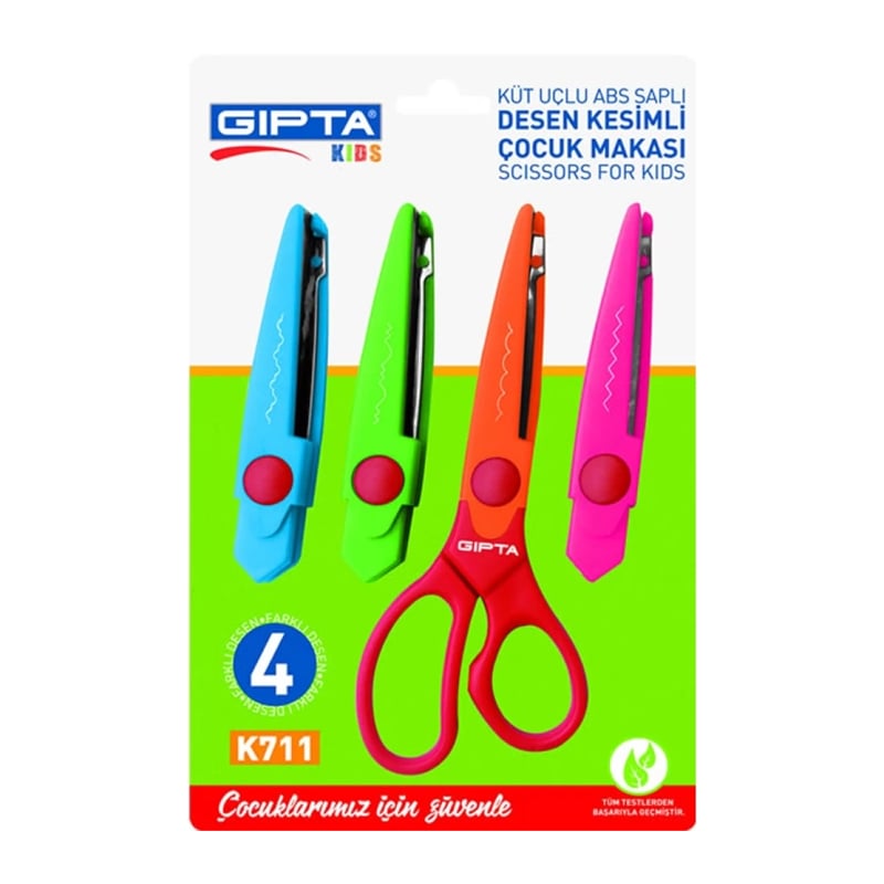 GIPTAGIPTA K711 ÇOCUK MAKASI ŞEKİLLİ KESİM BLİSTERDE 4LÜ325715