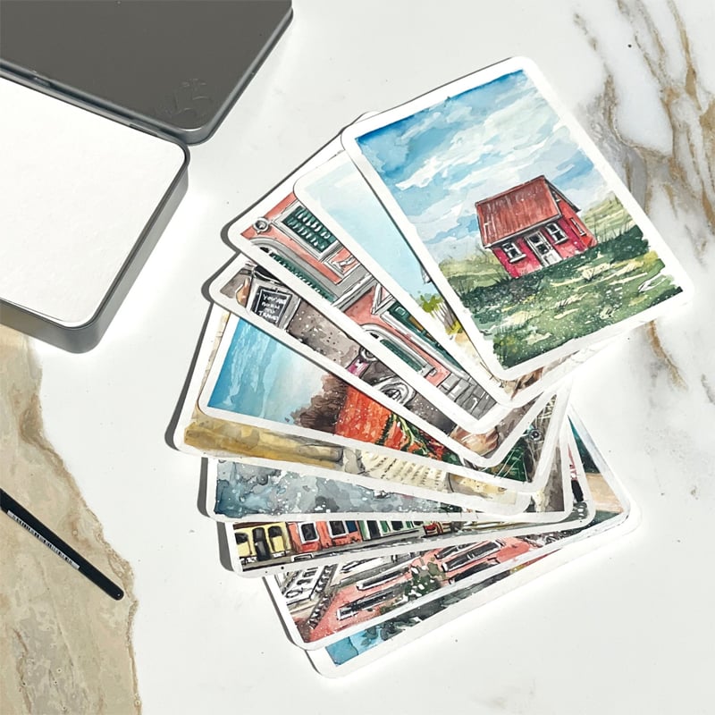 Hahnemühle Postcards in Metal Box 230 gsm - Rough - Kutu (10,5x14,8 cm, 30 yaprak içerir, HM-10-650-000)