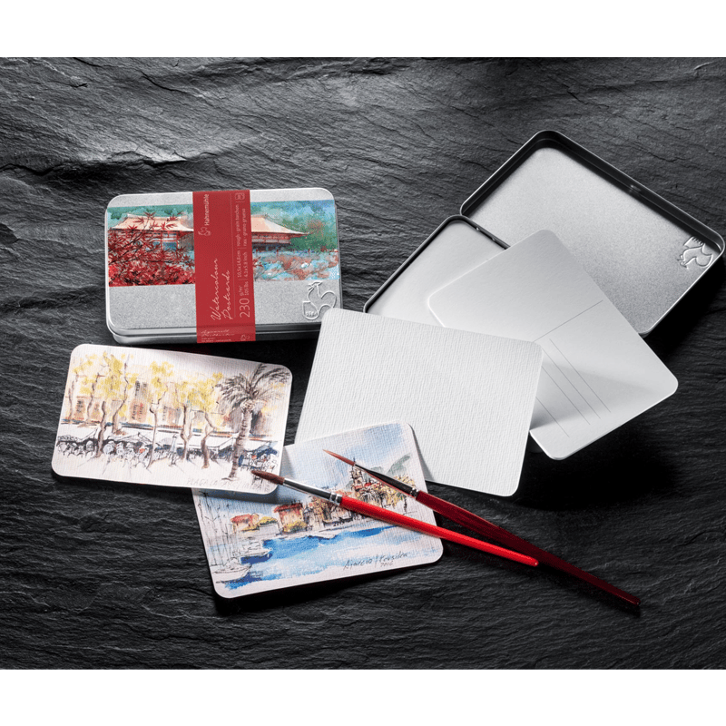 Hahnemühle Postcards in Metal Box 230 gsm - Rough - Kutu (10,5x14,8 cm, 30 yaprak içerir, HM-10-650-000)