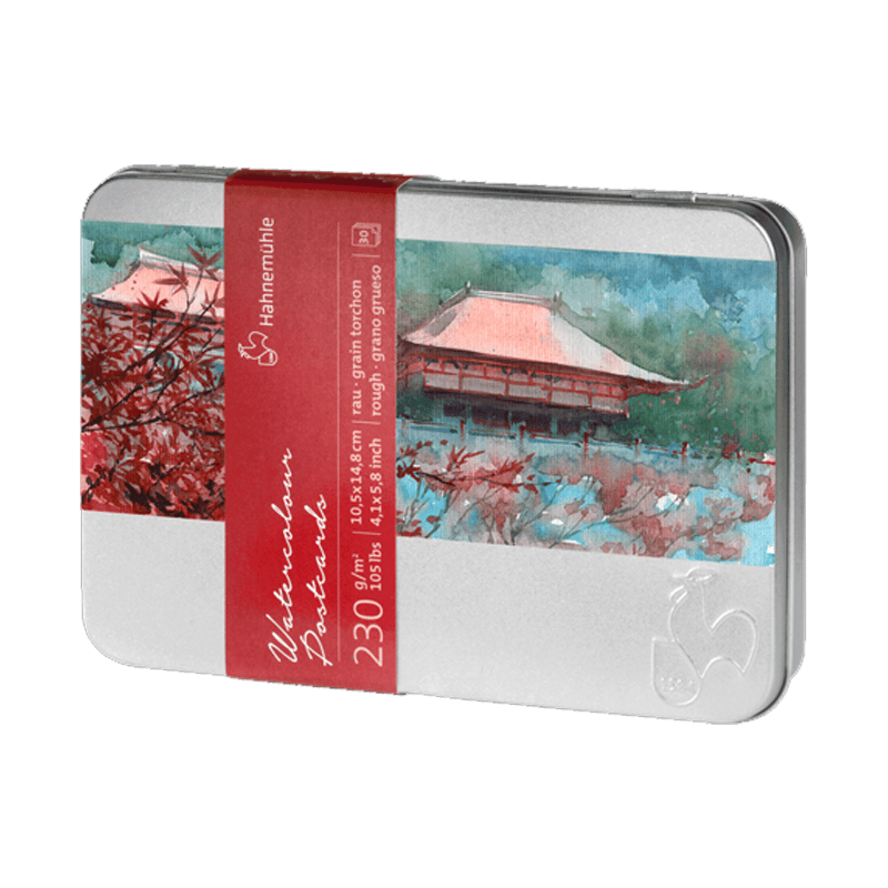 Hahnemühle Postcards in Metal Box 230 gsm - Rough - Kutu (10,5x14,8 cm, 30 yaprak içerir, HM-10-650-000)
