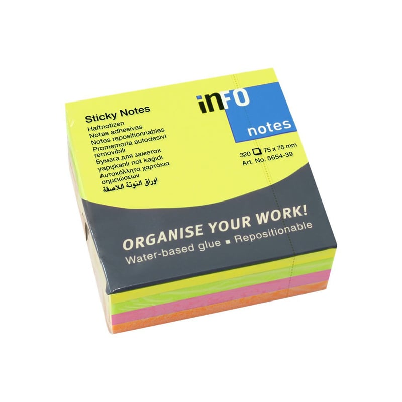 İNFOİNFO NOTES 75x75 mm YAPIŞKANLI NOT KAĞIDI AÇIK SARI340384