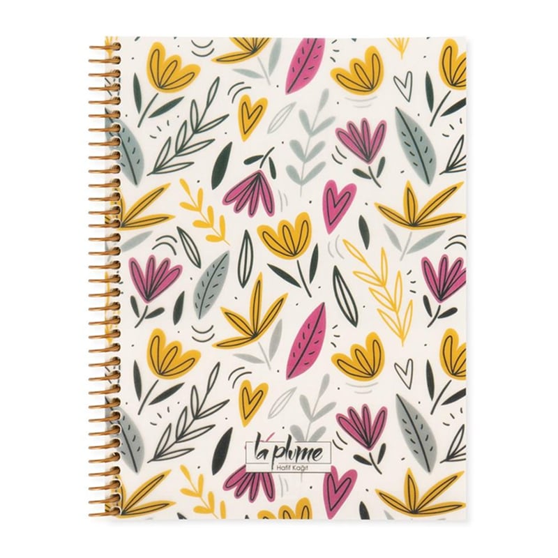 Keskın Color Defter A4 80Yp Kareli Spiralli La Plume Flowers