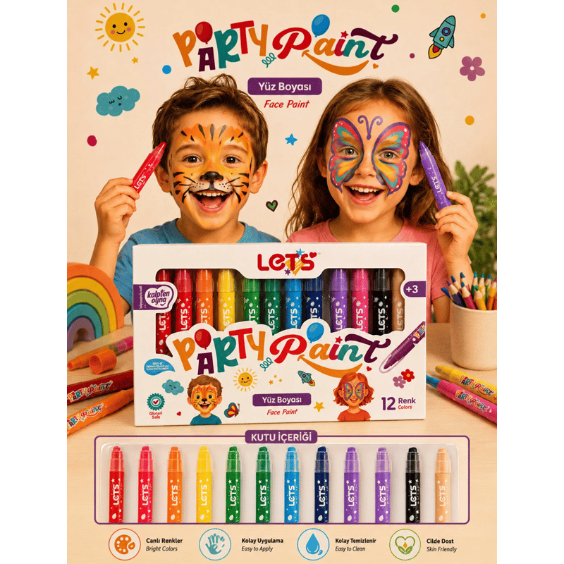 LETSLETS 12 renk Partypaint yuz/vucut boyasi8680679821308