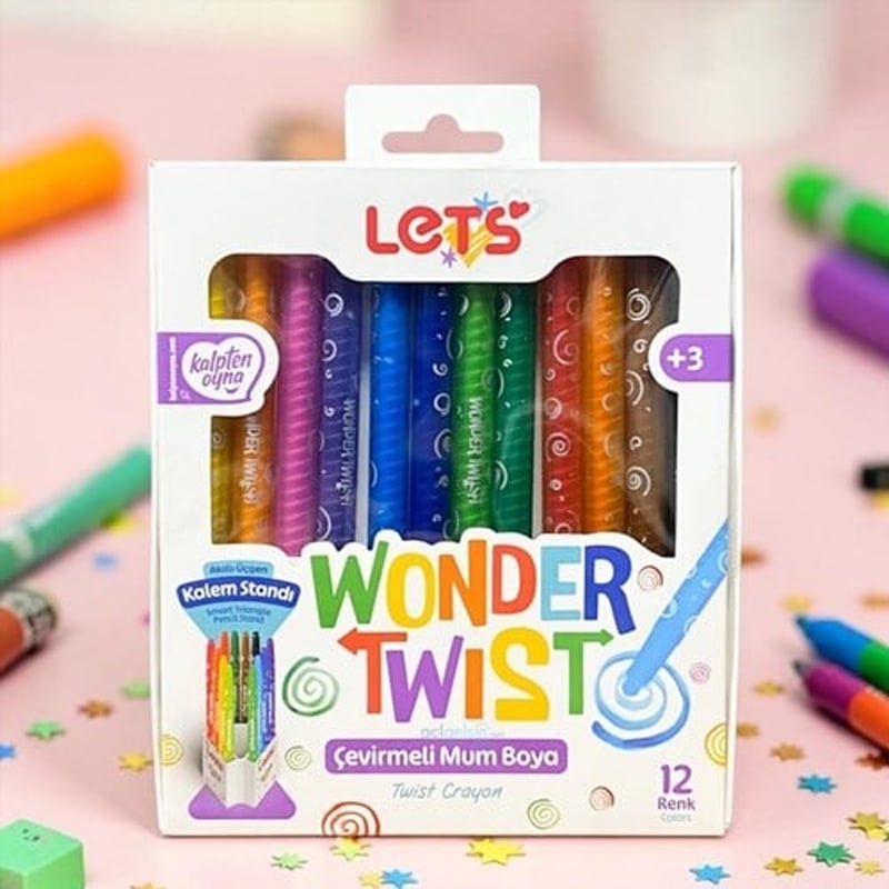 LETSLETS 12 Renk Wonder Twist Çevirmeli Mum Boya8680679821131