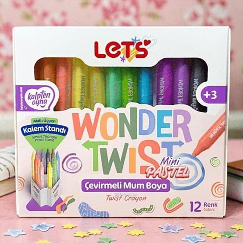LETSLETS 12 Renk Wonder Twist Pastel Mini Çevirmeli Mum Boya8680679821179