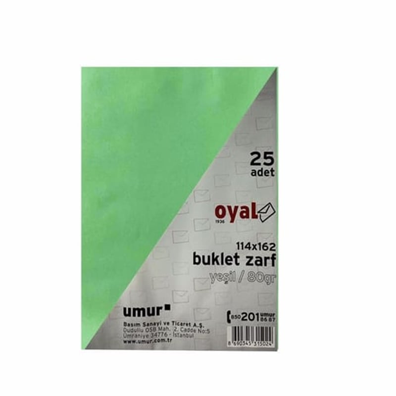 MarkasızOyal Buklet Zarf Sarı 13x18 YeşilY0001341