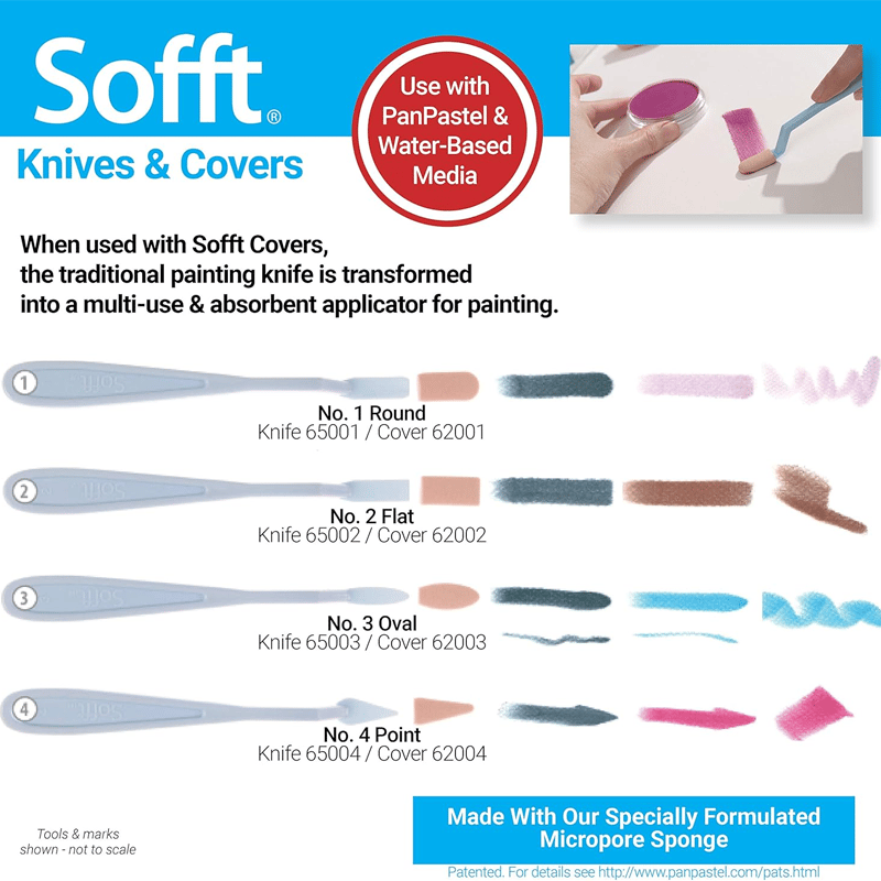 Panpastel Colorfin Plastik Sofft Bıçak W/8, # 1 Yuvarlak, # Oval 2 Düz, # 3 Ve # 4-Punkt
