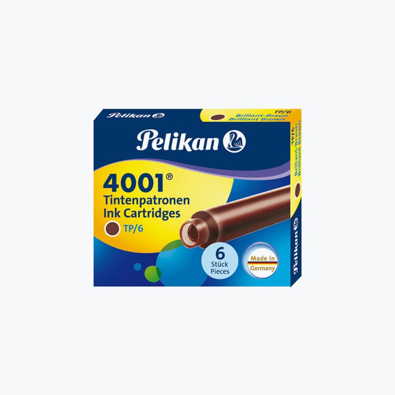 PELİKAN KALEMPELİKAN 4001 KARTUŞ MÜREKKEP KAHVERENGİ 6'LI  (BRİLLİANT BROWN)Y00044326