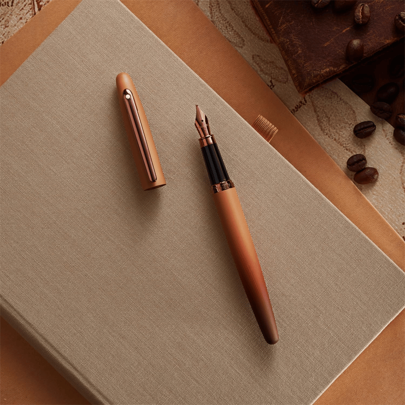 Sheaffer VFM 9428 Coffee Edition Mat Kahverengi Dolma Kalem, Regal Kahverengi PVD Süslemeli - M