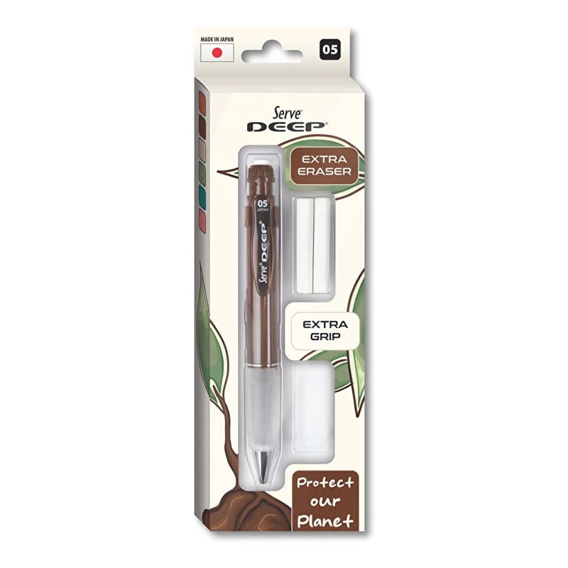Serve Deep Versatil Kalem 05mm- Toprak Tonları - Yedekli Set (Grip ve Silgi)