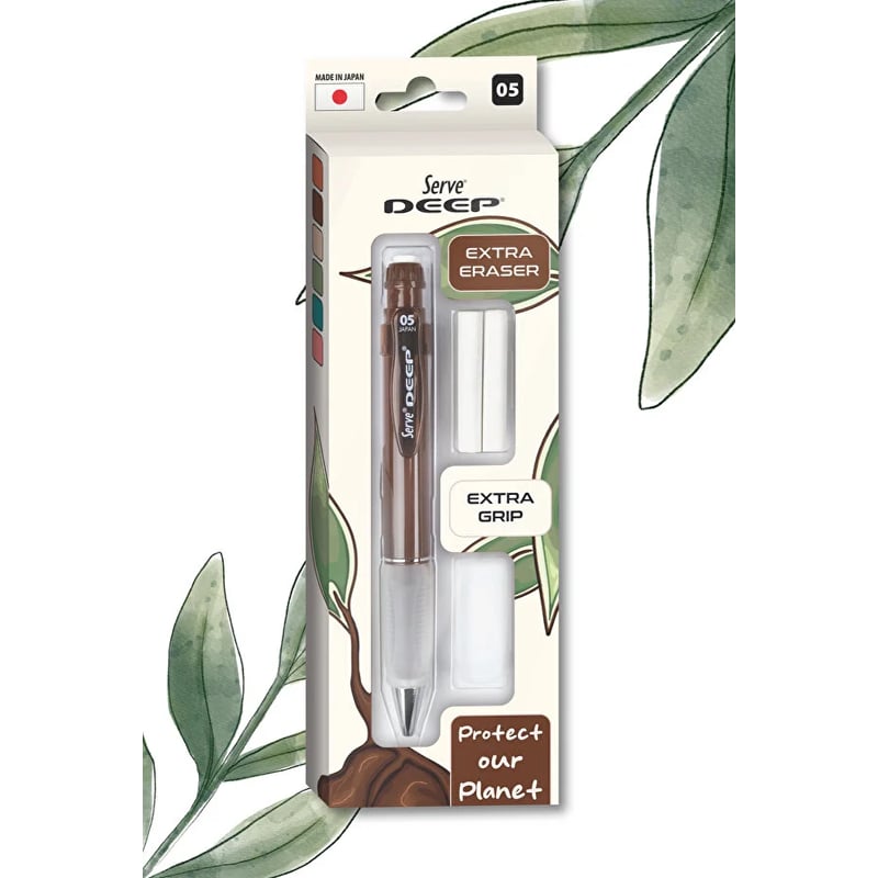 Serve Deep Versatil Kalem 05mm- Toprak Tonları - Yedekli Set (Grip ve Silgi)
