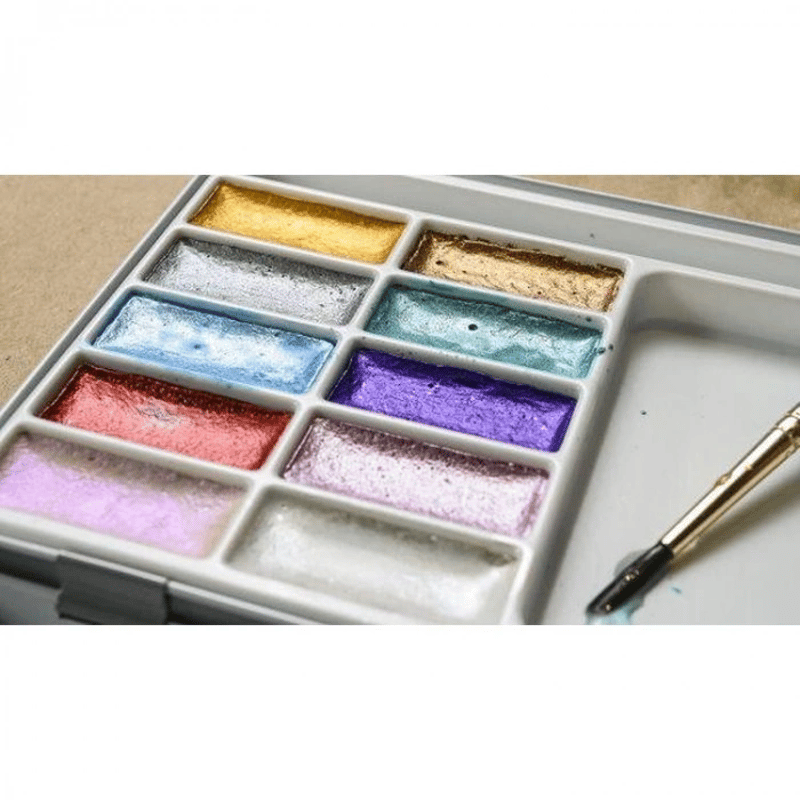 Daler Rowney Sımply Watercolor Sulu Boya Seti Metalik Renkler 10Lu (10 Renk+1 Ad Fırça) Teneke Kutu