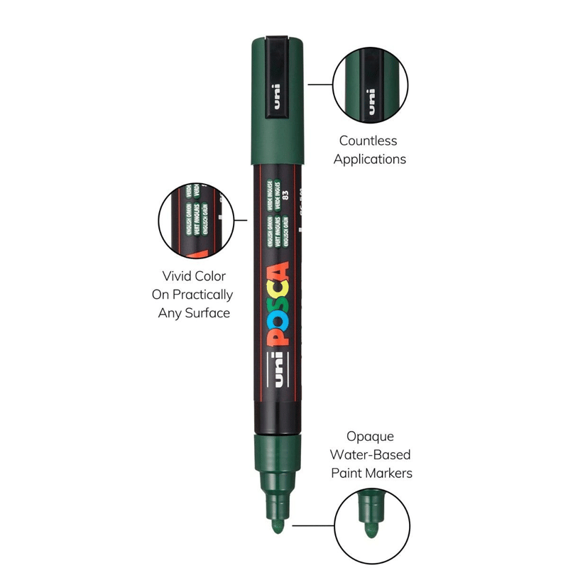 Uni Posca Su Bazlı Marker PC-5M 1.8-2.5mm 83 English Green