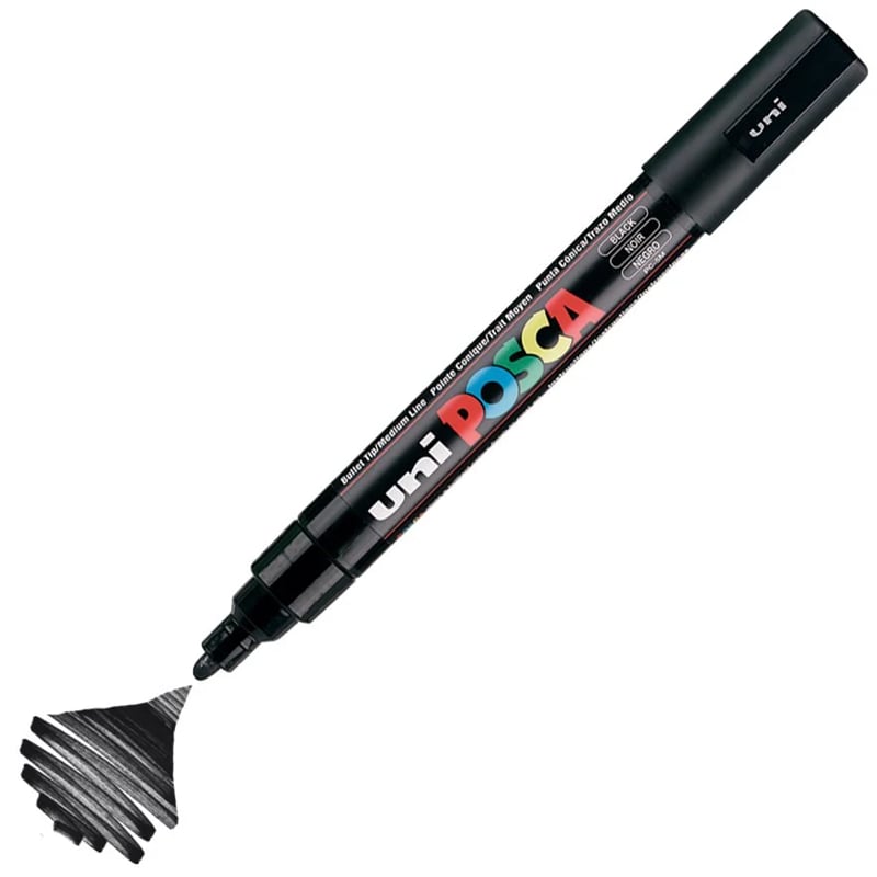 Uni Posca Marker Pc-5m Medium 1.8-2.5 Mm Black