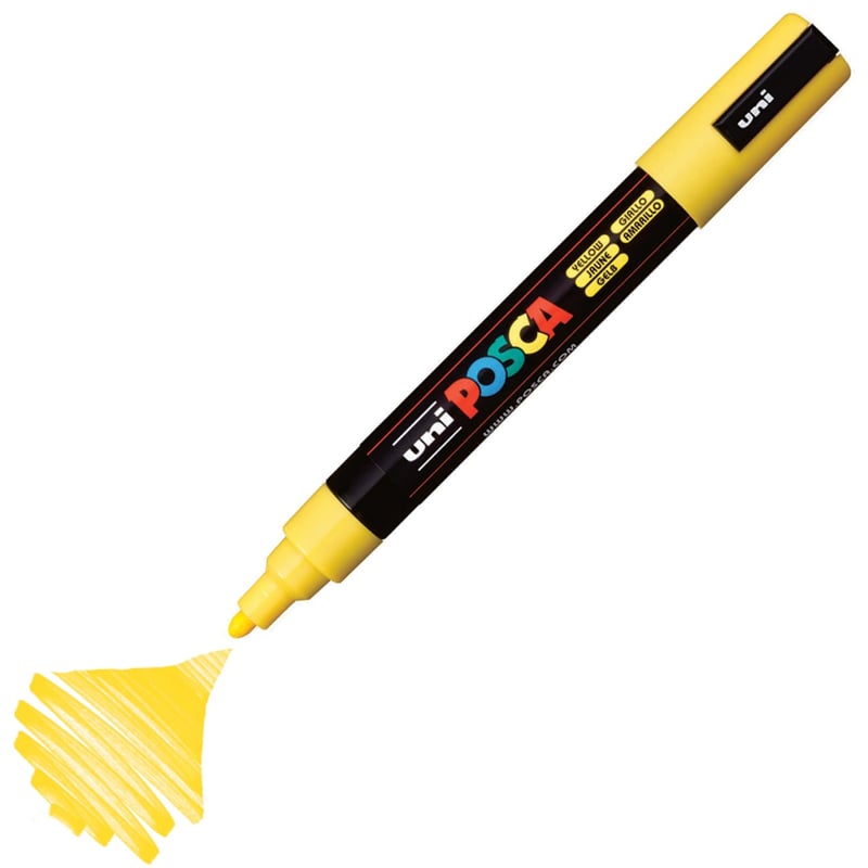 Uniball Pc-5M Posca 1.8-2.5Mm Su Bazlı Poster Markör Yellow