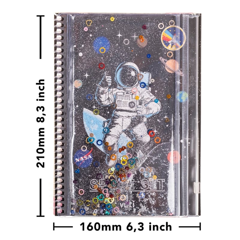 Astronot Simli ve Sulu Kapaklı Kalem Kutulu A5 Defter
